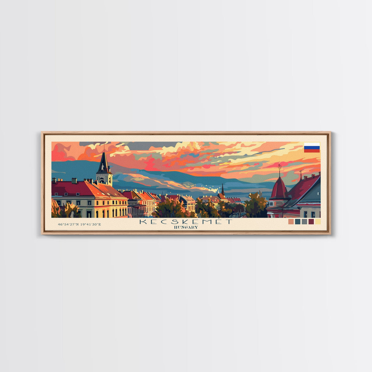 Kecskemet Hungary Wall Art, Panoramic Travel Poster, Panoramic Framed Canvas Print, City Wall Art, Wall Hanging Home Decor, Travel Art