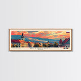Kecskemet Hungary Wall Art, Panoramic Travel Poster, Panoramic Framed Canvas Print, City Wall Art, Wall Hanging Home Decor, Travel Art