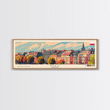 Kiel Germany Panoramic Travel Poster, Framed Canvas Print or Metal Wall Art, Travel Art, Home Decor, Panoramic Painting, Midcentury Art