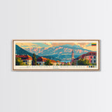Klagenfurt Austria Panoramic Travel Poster, Framed Canvas Print or Metal Wall Art, Travel Art, Home Decor, Panoramic Painting, Midcentury Art