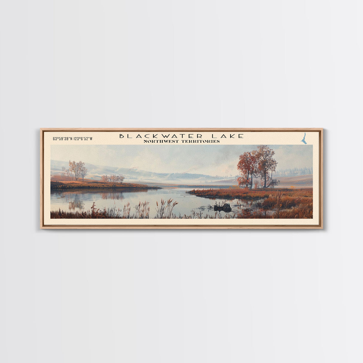 Blackwater Lake Framed Canvas Print, Lake House Decor, Panoramic Scenic View, Travel Poster, Minimalist Art, Lake Painting