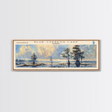 Blue Cypress Lake Florida Framed Canvas Print, Lake House Art, Panoramic Scenic View, Travel Poster, Modern Decor, Lake Painting