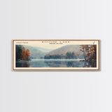 Boone Lake Rhode Island Framed Canvas Print, Panoramic Lake House Decor, Scenic View, Travel Poster, Rustic Art, Lake Painting