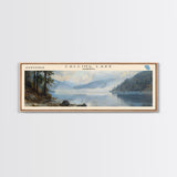 Calling Lake Framed Canvas Print, Panoramic Lake House Decor, Wall Art, Travel Poster, Rustic Lake Painting, Nature Art