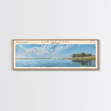 Carter Lake Nebraska Framed Canvas Print, Lake House Art, Panoramic Wall Art, Travel Poster, Modern Lake Painting, Home Decor