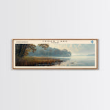 Cedar Lake Illinois Framed Canvas Print, Lake House Art, Panoramic Wide Art, Travel Poster, Minimalist Lake Painting, Home Decor