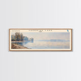 Chippewa Lake Ohio Framed Canvas Print, Lake House Decor, Panoramic Wide Art, Travel Poster, Modern Lake Painting, Nature Art