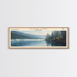 Clear Lake Framed Canvas Print, Lake House Art, Panoramic Wide Art, Travel Poster, Rustic Lake Painting, Home Decor