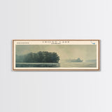 Crooked Lake Michigan Framed Canvas Print, Lake House Art, Panoramic Wall Art, Travel Poster, Minimalist Lake Painting, Home Decor
