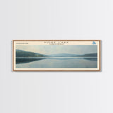 Dore Lake Framed Canvas Print, Lake House Decor, Panoramic Wall Art, Travel Poster, Rustic Lake Painting, Home Decor