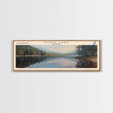 Echo Lake Montana Framed Canvas Print, Panoramic Lake House Decor, Wall Art, Travel Poster, Modern Lake Painting, Nature Art