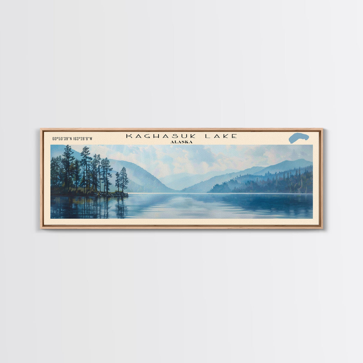 Kaghasuk Lake Framed Canvas Print, Panoramic Lake House Decor, Wall Art, Travel Poster, Stunning Lake Painting, Nature Art