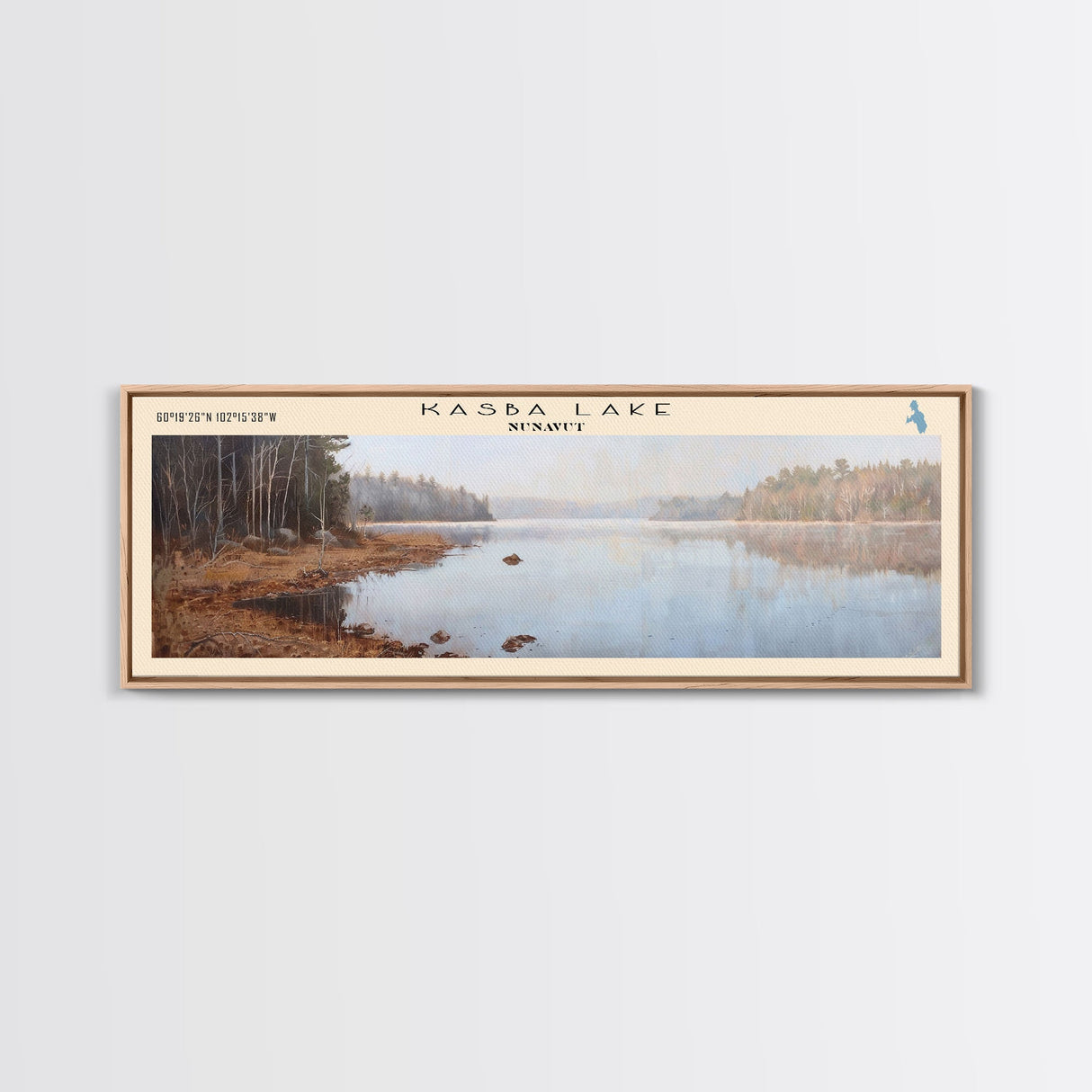 Kasba Lake Framed Canvas Print, Lake House Decor, Panoramic Wall Art, Travel Poster, Beautiful Lake Painting, Home Decor