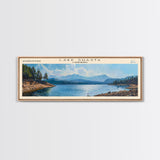 Lake Shasta, Boho Art, Beautiful Landscape, Travel Poster Art, Wall Art, Home Decor, Nature Scene, Lake Painting, Minimalist Art, Rustic Art, Travel Print, Framed Canvas Print, Lake House Decor, Panoramic Print