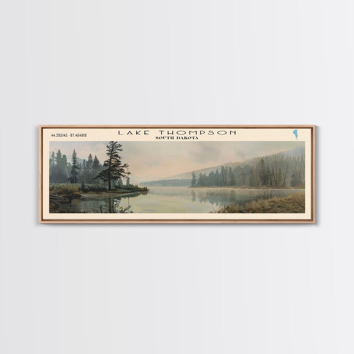 Lake Thompson South Dakota Framed Canvas Print, Lake House Decor, Panoramic Wall Art, Travel Poster, Serene Landscape Painting, Living Room Decor