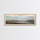 Lake Thunderbird Oklahoma Framed Canvas Print, Lake House Decor, Panoramic Wall Art, Travel Poster, Scenic Landscape Painting, Bedroom Decor