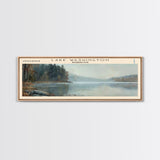 Lake Washington Washington Framed Canvas Print, Lake House Decor, Panoramic Wall Art, Travel Poster, Landscape Painting, Living Room Decor