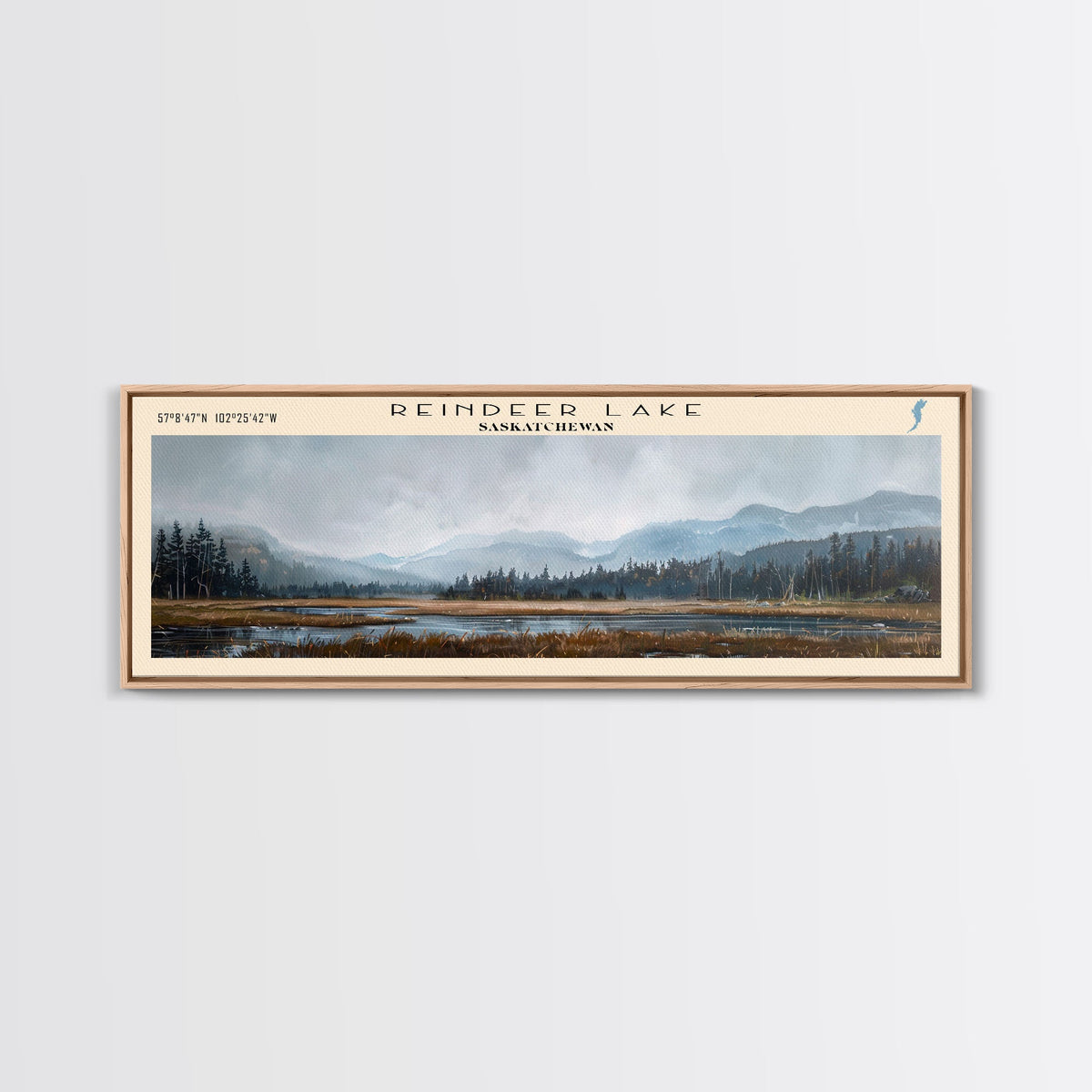 Sebago Lake Framed Canvas Print, Lake House Decor, Panoramic Wall Art, Travel Poster, Scenic Lake Scene, Living Room Decor