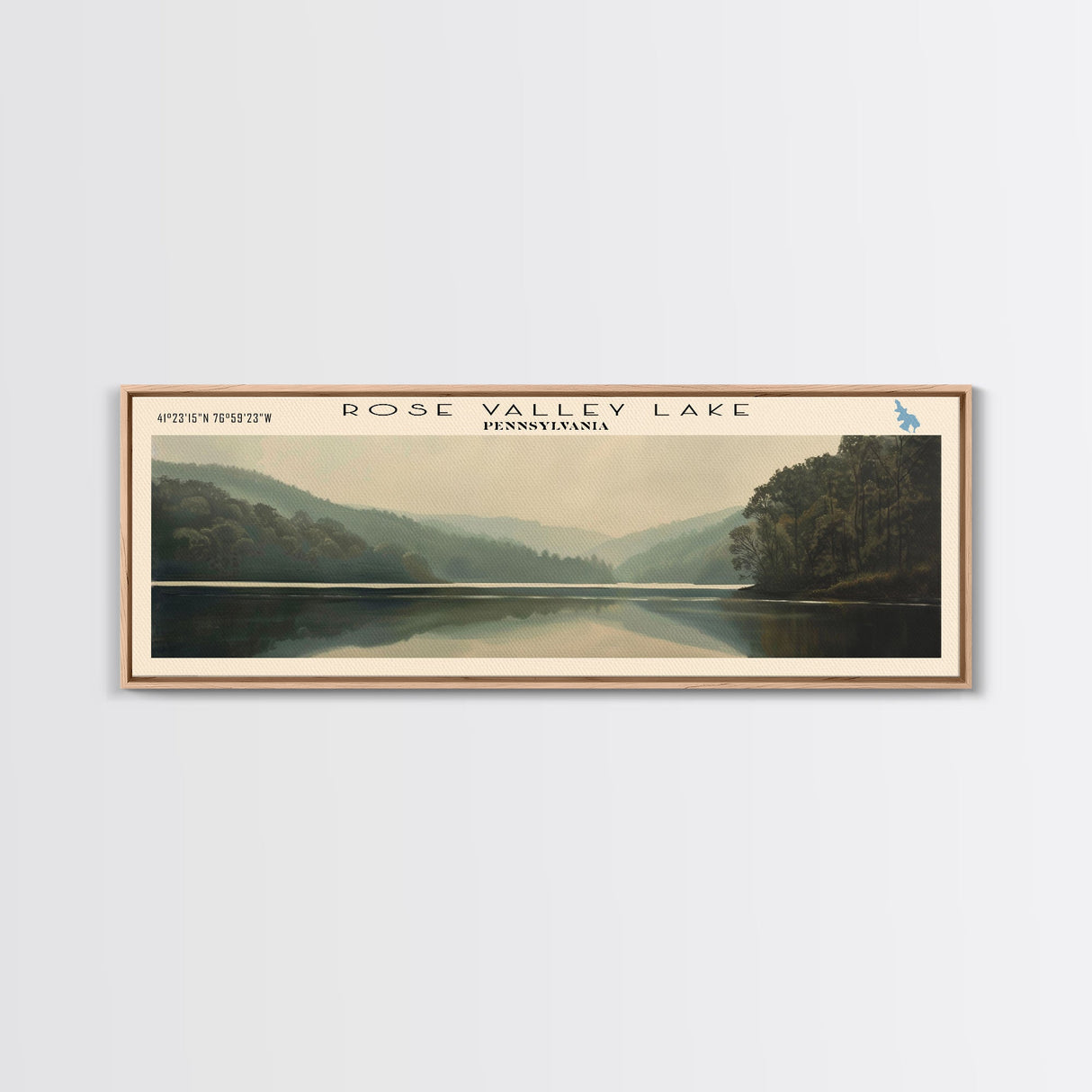Seneca Lake New York Panoramic Framed Canvas Print, Lake House Decor, Wall Art, Travel Poster, Serene Lake Scene, Bedroom Decor