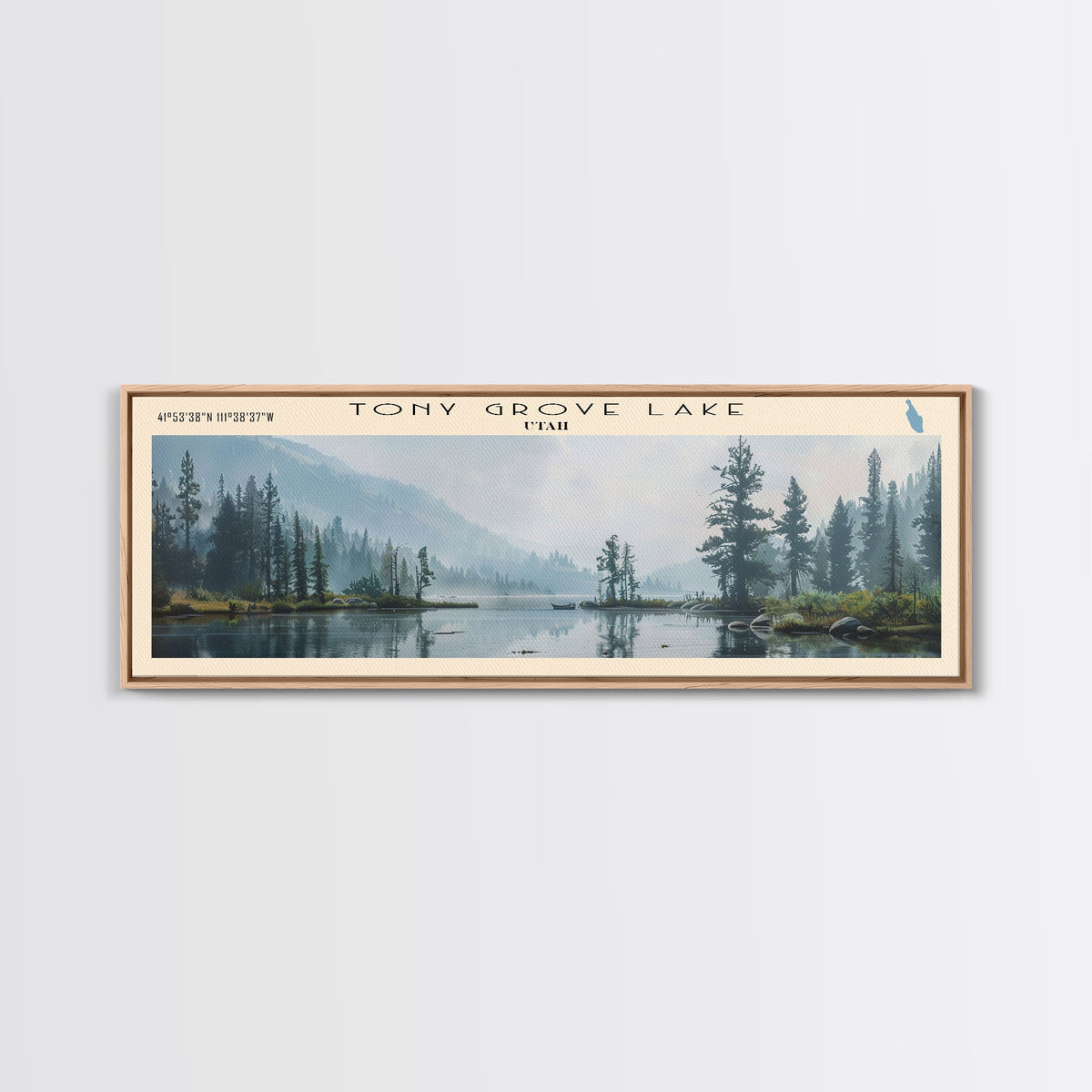 Tutna Lake Panoramic Wall Art, Framed Canvas Print, Lake House Decor, Travel Poster, Beautiful Lake Scene, Bedroom Decor