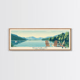Beech Fork Lake West Virginia Framed Canvas Print, Panoramic Wall Art, Midcentury Modern, Pop Art, Travel Poster, Scenic Lake House Decor, Bedroom Art