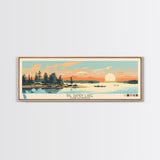 Big Sandy Lake Saskatchewan Framed Canvas Print, Panoramic Travel Poster, Midcentury Modern Wall Art, Pop Art, Lake House Decor, Nature Art