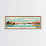 Boone Lake Rhode Island Framed Canvas Print, Panoramic Travel Poster, Midcentury Modern Wall Art, Pop Art, Nature Bedroom Decor, Scenic Lake House Art