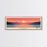 Boysen Reservoir Wyoming Framed Canvas Print, Panoramic Travel Poster, Midcentury Modern Wall Art, Pop Art, Nature Bedroom Decor, Scenic Lake House Art