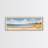 Burt Lake Michigan Framed Canvas Print, Pop Art Panoramic Travel Poster, Midcentury Modern, Wall Art, Scenic Nature Painting, Bedroom Decor