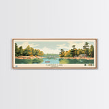 Carters Lake Georgia Framed Canvas Print, Pop Art Panoramic Travel Poster, Midcentury Modern, Wall Art, Scenic Nature Painting, Bedroom Decor, Living Room Art
