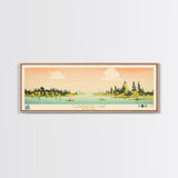 Clearwater Lake Manitoba Framed Canvas Print, Midcentury Modern Panoramic Wall Art, Living Room Decor, Pop Art, Travel Poster Art, Scenic Nature Painting, Lake House Decor