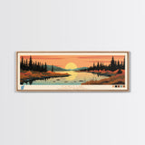 Colville Lake Northwest Territories Framed Canvas Print, Pop Art Panoramic Travel Poster, Bedroom Decor, Midcentury Modern, Wall Art, Scenic Lake House, Nature Art