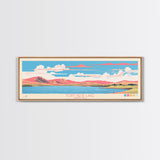 Fort Peck Lake Montana Framed Canvas Print, Panoramic Wall Art, Midcentury Modern, Pop Art, Bedroom Decor, Travel Poster, Nature Art, Artistic Decor