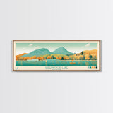 Greenwood Lake New York Framed Canvas Print, Panoramic Art, Midcentury Modern, Pop Art, Bedroom Decor, Travel Poster, Lake House Decor