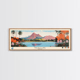 Halulu Lake Hawaii Framed Canvas Print, Panoramic Art, Midcentury Modern, Pop Art, Bedroom Decor, Travel Poster, Artistic Decor, Home Decor