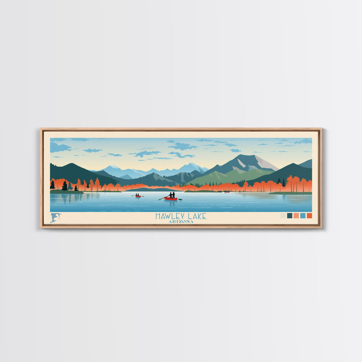 Hawley Lake Arizona Framed Canvas Print, Panoramic Art, Midcentury Modern, Pop Art, Bedroom Decor, Travel Poster, Artistic Decor, Home Decor