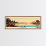 Hottah Lake Northwest Territories Framed Canvas Print, Panoramic Wall Art, Midcentury Modern, Pop Art, Bedroom Decor, Travel Poster, Home Decor