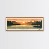 Kachess Lake Washington Framed Canvas Print, Panoramic Art, Midcentury Modern, Pop Art, Living Room Decor, Travel Poster, Artistic Decor