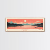 Lake George New York Framed Canvas Print, Panoramic Art, Midcentury Modern, Pop Art, Living Room Wall Art, Travel Poster, Lake House Decor