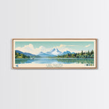Lake Tahoma North Carolina Framed Canvas Print, Panoramic Wall Art, Midcentury Modern, Pop Art, Living Room Decor, Travel Poster, Lake House Art