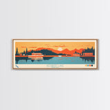 Sechrist Lake, Indiana Framed Canvas Print, Panoramic Travel Poster, Midcentury Modern Art, Living Room Decor, Pop Art, Wall Decoration