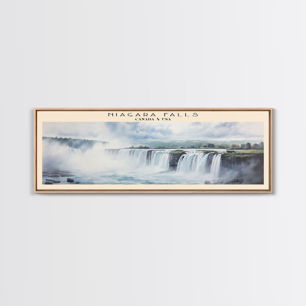 Niagara Falls Retro Style Travel Poster - Framed Canvas Print - COUNTRY Travel Decor | Vintage Style Home Decor - Travel Print - Wall Art