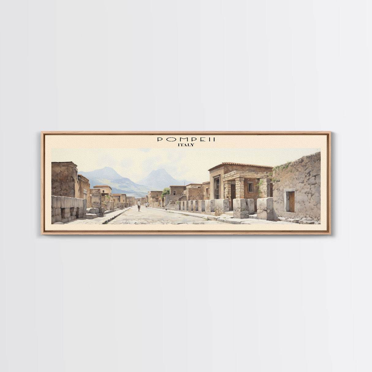 Pompeii Travel Art Framed Canvas Print, COUNTRY Wall Decor, Home Decor, Travel Poster, Vintage Wall Art, Watercolor Painting