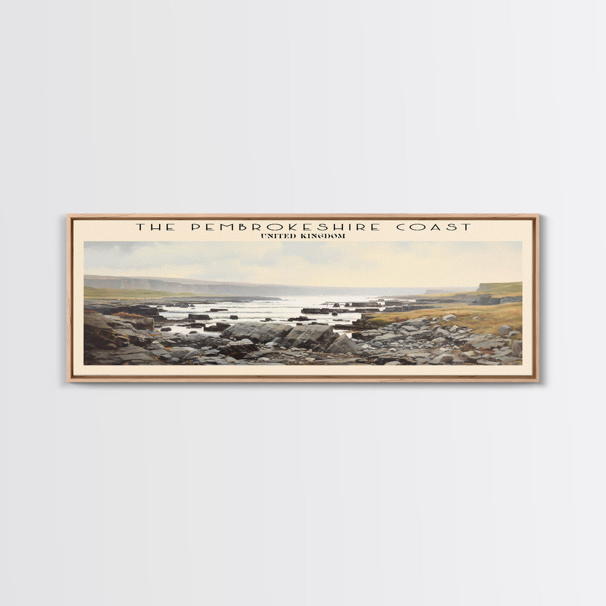 The Pembrokeshire Coast Travel Poster Print, Framed Canvas Print, COUNTRY Travel Art, Wood Framed Art, Wall Hanging, Home Decor