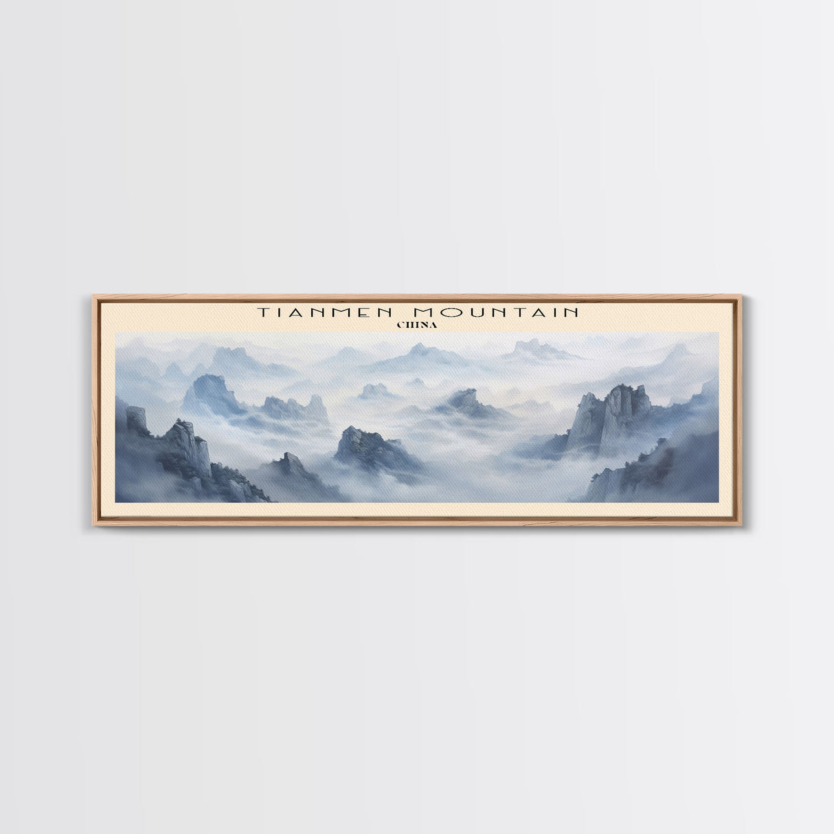 Tianmen Mountain Travel Poster Print, Framed Canvas Print, COUNTRY Travel Art, Wood Framed Art, Wall Hanging, Home Decor