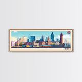 Birmingham, England Travel Poster Panoramic Canvas Print, Birmingham, England Painting, England Art, Birmingham Travel Art, Guest Room Painting