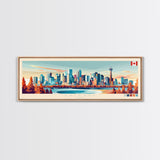 Calgary, Canada Panoramic Travel Poster Canvas Print, Calgary, Canada Painting, Canada Art, Calgary Travel Art, Living Room Painting