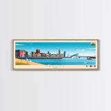 Cardiff, Wales Travel Poster Panoramic Canvas Print, Cardiff, Wales Painting, Wales Art, Cardiff Travel Art, Guest Room Painting