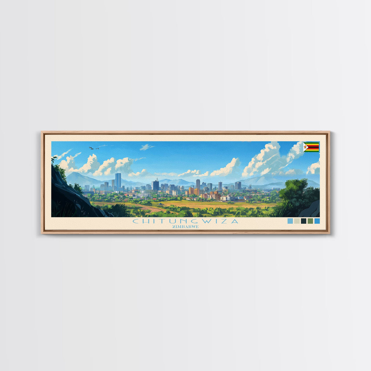 Chitungwiza, Zimbabwe Panoramic Travel Poster Canvas Print, Chitungwiza, Zimbabwe Painting, Zimbabwe Art, Chitungwiza Panoramic Travel Art, Travel Painting