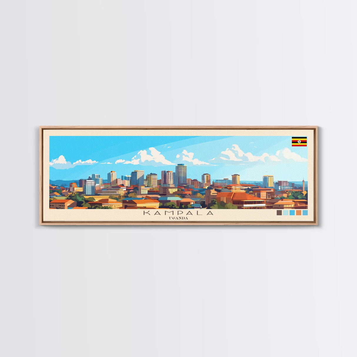 Kampala, Uganda Panoramic Travel Poster Canvas Print, Kampala, Uganda Painting, Uganda Art, Kampala Travel Art, Living Room Painting